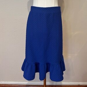 Anthropologie Blue Ruffle Hem Skirt
